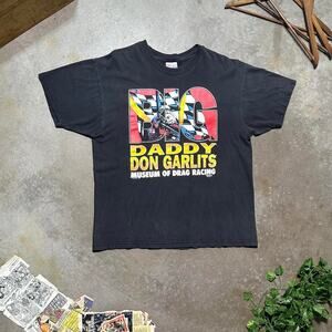 Vintage 90s Big Daddy Don Garlits Museum Of Drag Racing Tee Faded Black Shirt